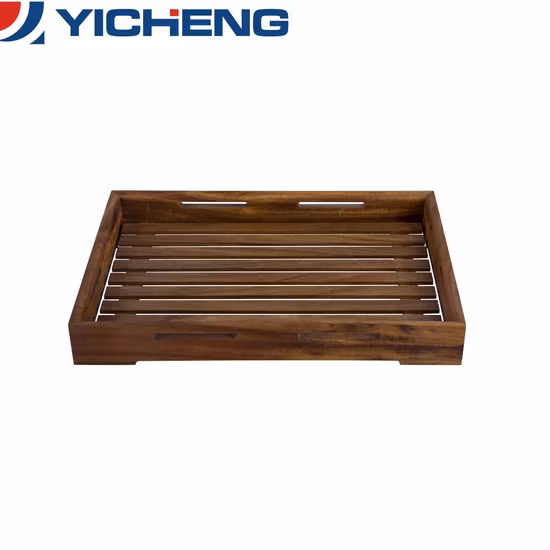 Rustic Wooden/Wood Serving Tray with Metal Handles for Tea/Wine/Coffee/Meal