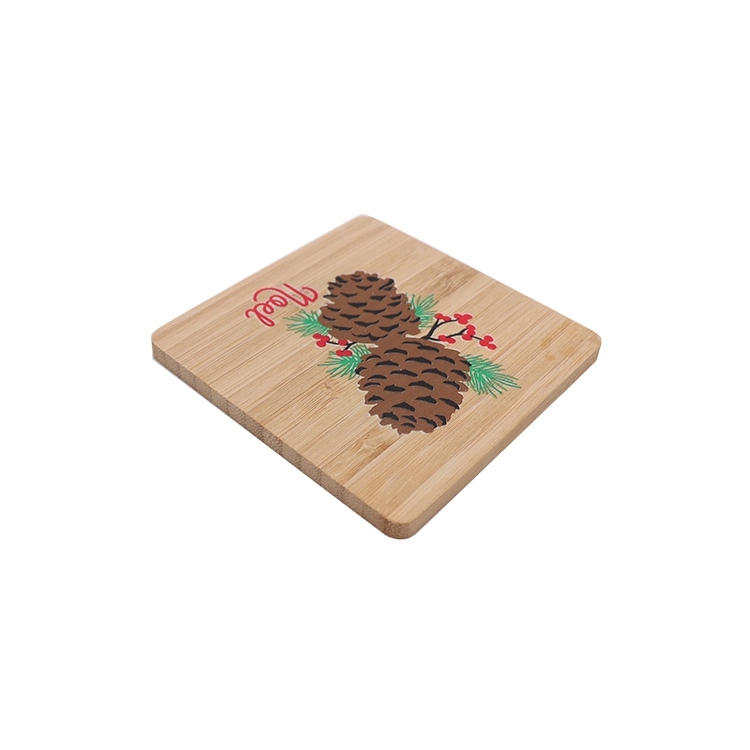 Modern Design Table Placemat Square Bamboo Wooden Coaster with Logo UV Printing