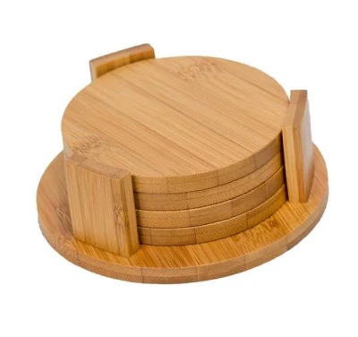 Práctico de costa de bambú de madera de encargo redondo del regalo de la Navidad para la taza de café de la taza de té