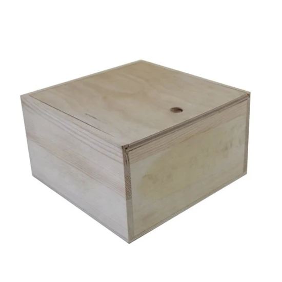 Venta al por mayor caja de madera de almacenamiento rectangular personalizada caja de embalaje de vino