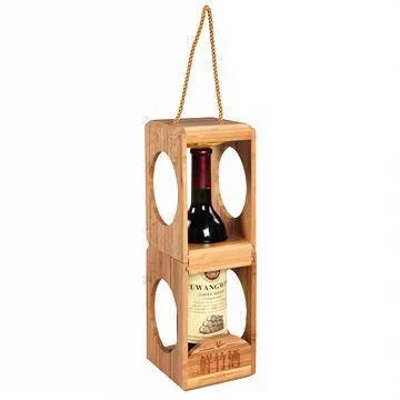 Caja de vino tinto de madera ensamblada creativa con asa de cuerda