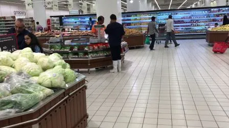 Estante de exhibición vegetal de la pared de madera del supermercado