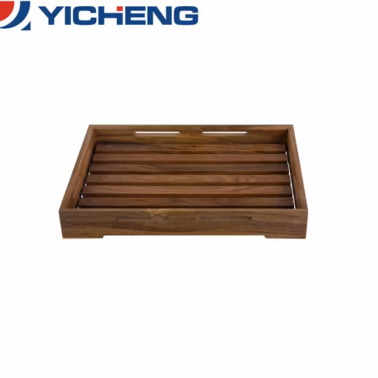 Bandeja rústica de madera/madera para servir con asas de metal para té/vino/café/comida